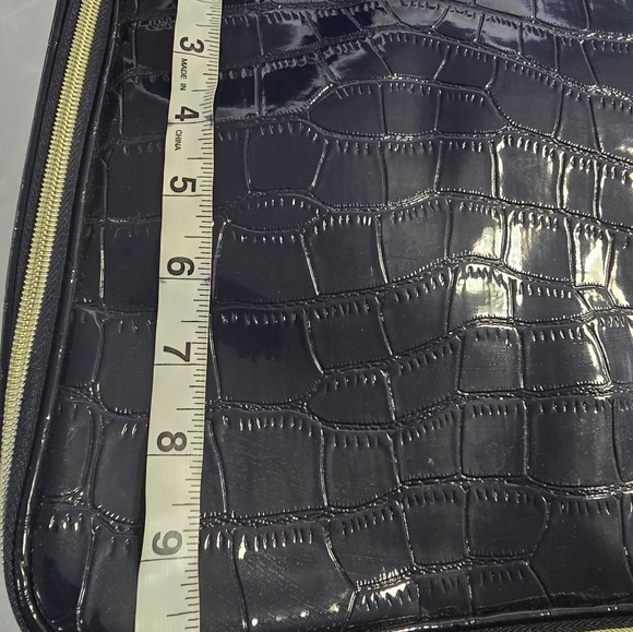 Estee Lauder Navy Blue Makeup Cosmetic Travel Carrying Case Crocodile Leather - Picture 12 of 14